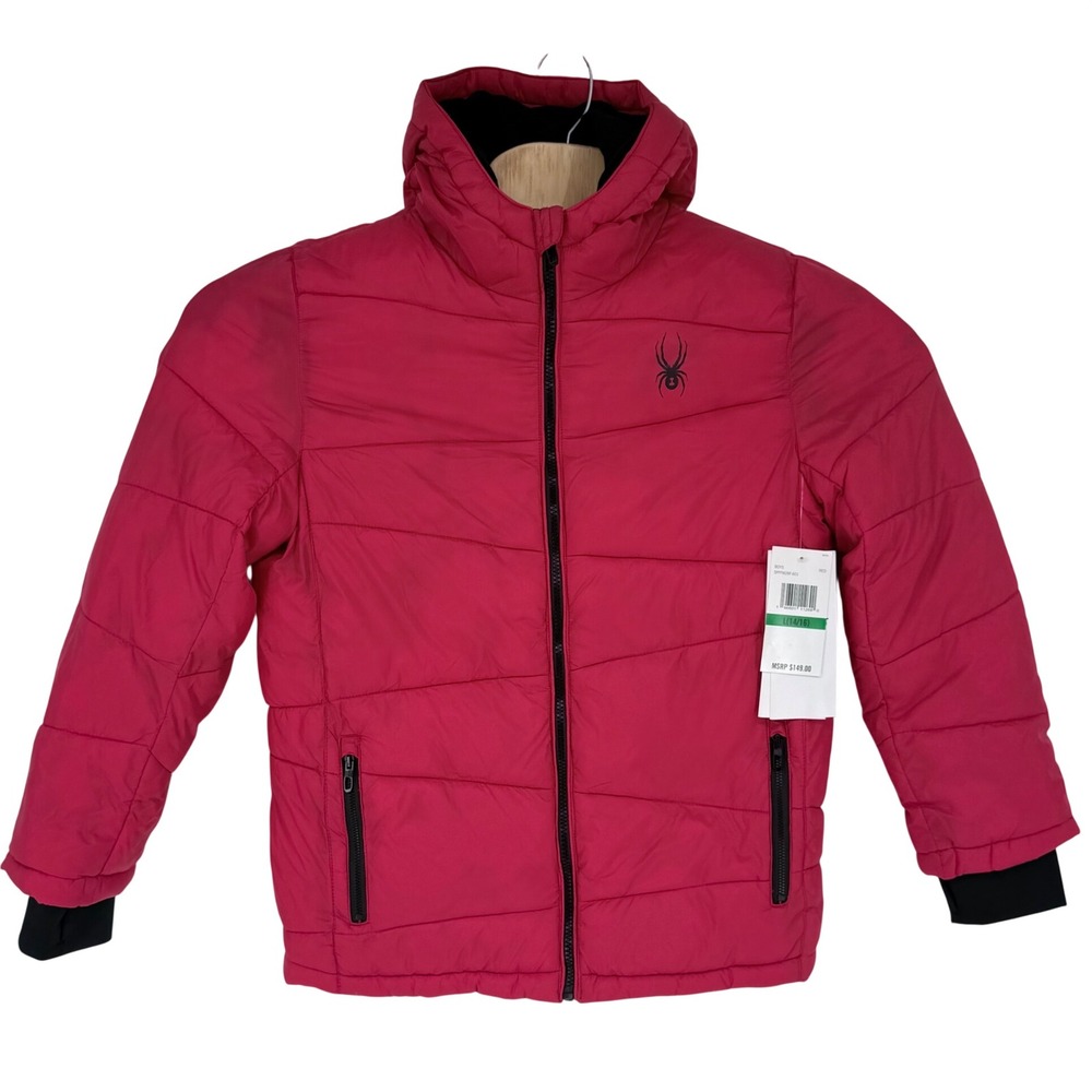 Spyder Boys Red Puffer Jacket ThermaWEB Water Resistant SPFFM28F L 14/16
